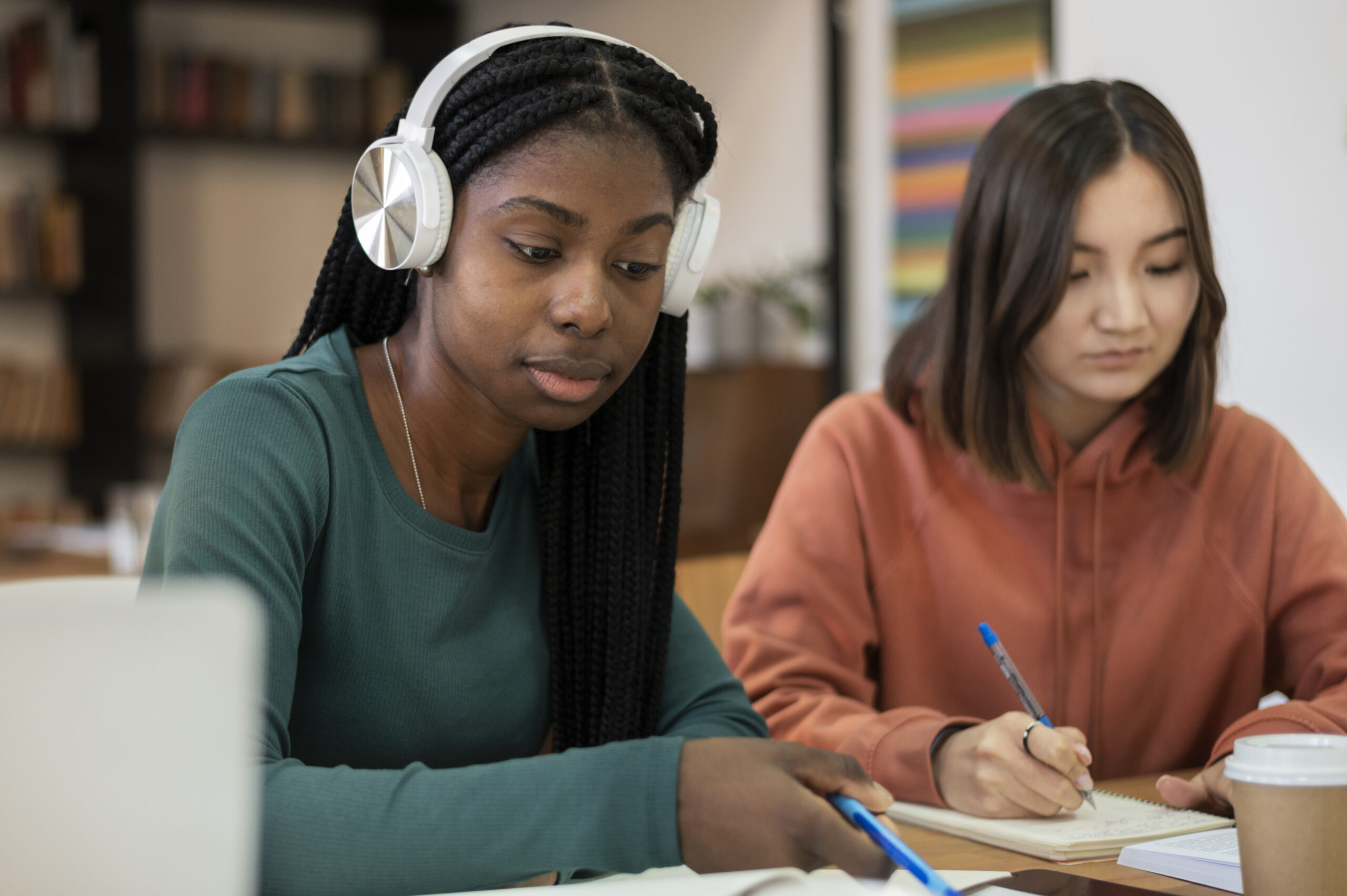 Adult learner studying English online